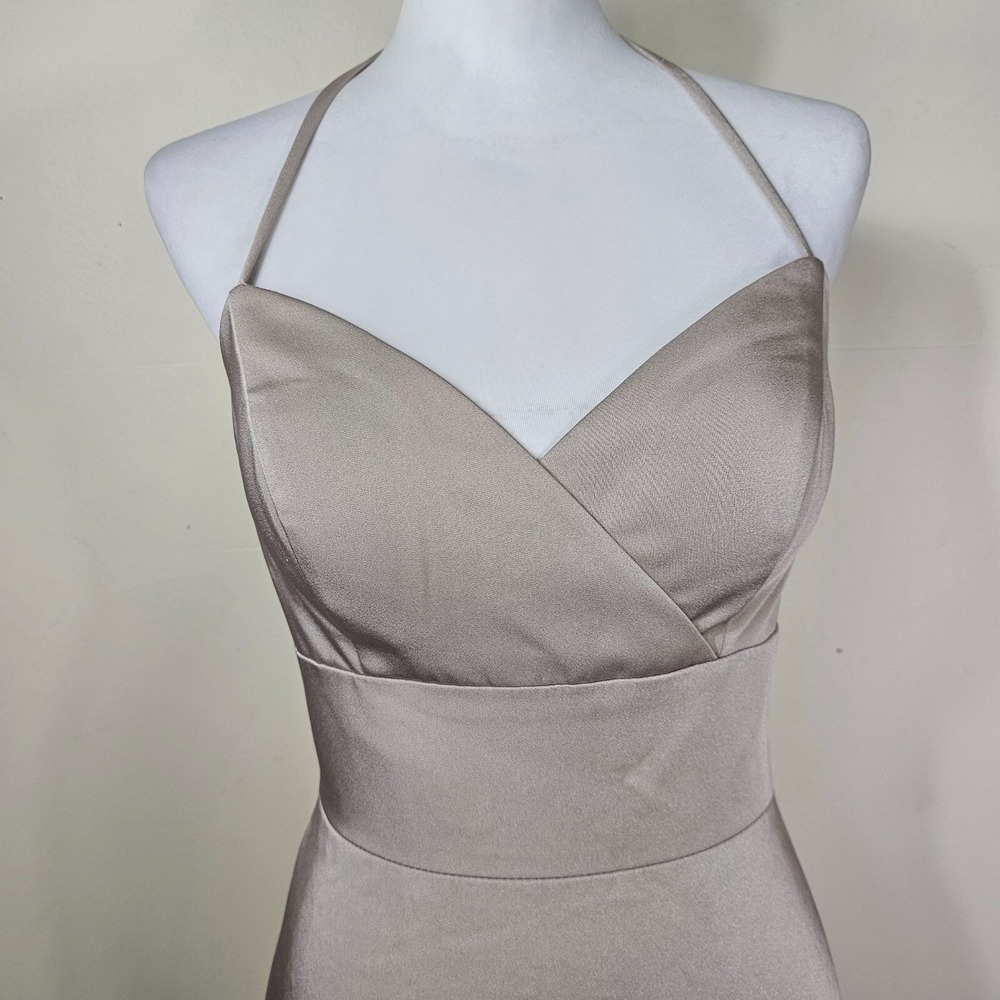 Allure Sweetheart Halter Floor Length Dress 6 Beige Formal Bridesmaids Wedding - Picture 4 of 12